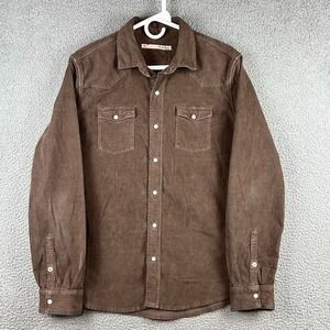 Teleria Zed Roper A Shirt Mens Medium Brown Corduroy Western Pearl Snap TZ
